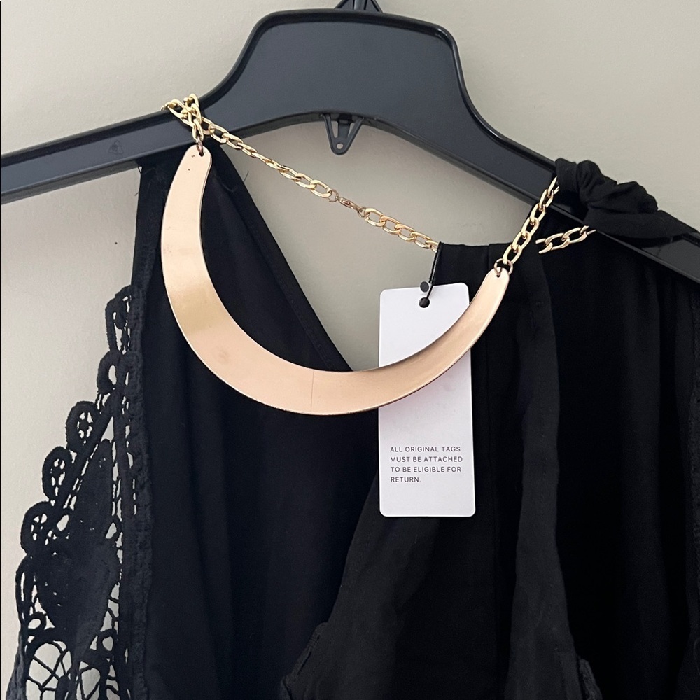 SHEILAY Black Cold Shoulder Lace Sleeve Dress Size Large NWT Cocktail - Picture 3 of 7